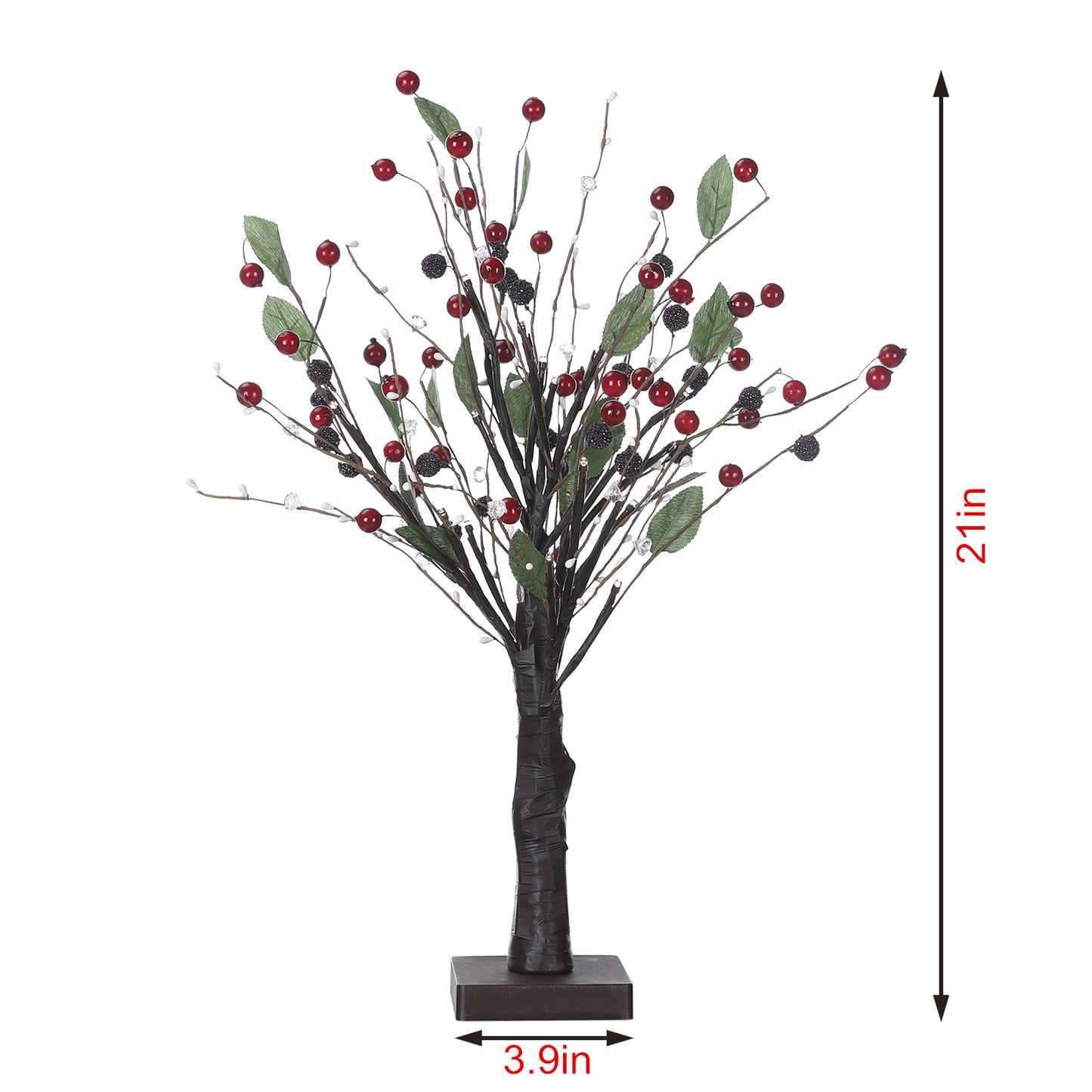 1.5 foot tall cherry dotted tree lights, Black-10×10×54cm