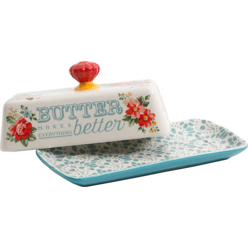 Vintage Floral Salt, Pepper and Butter Dish Set