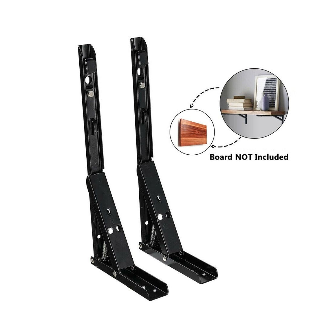 Rolled Steel Wall Mounted Folding Shelf Brackets, 12" Reach