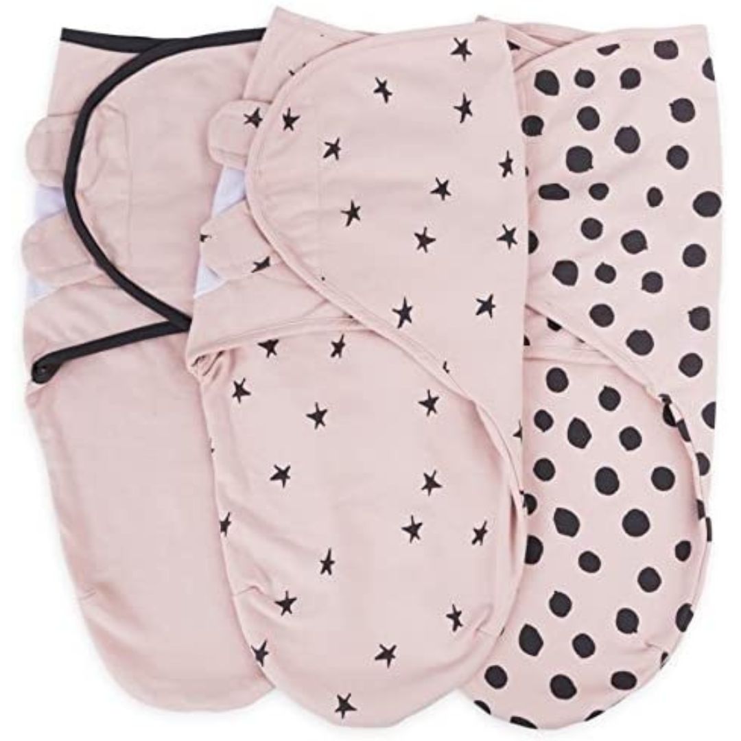 Set of 3 adjustable baby blankets (pink)