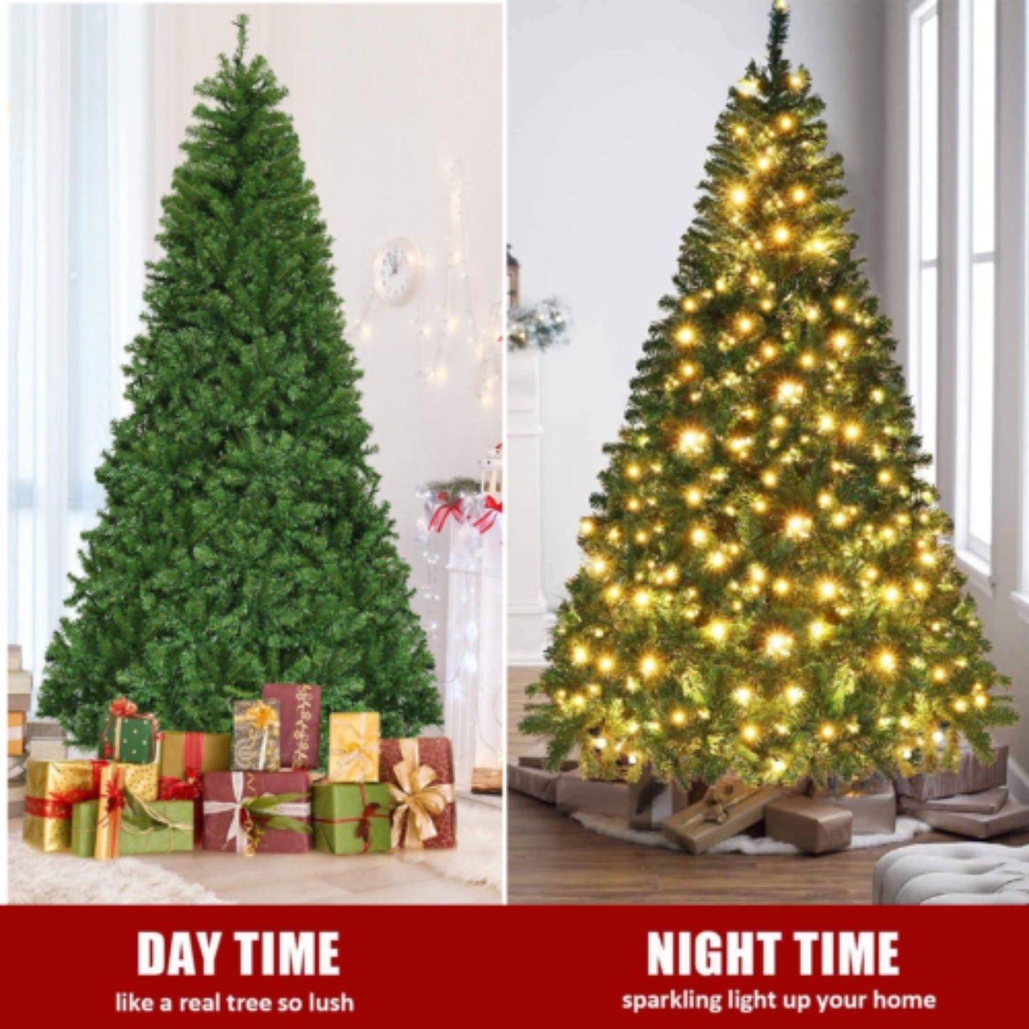 6ft/1.8m Green Christmas Tree, Bushy Pine with LED Lights