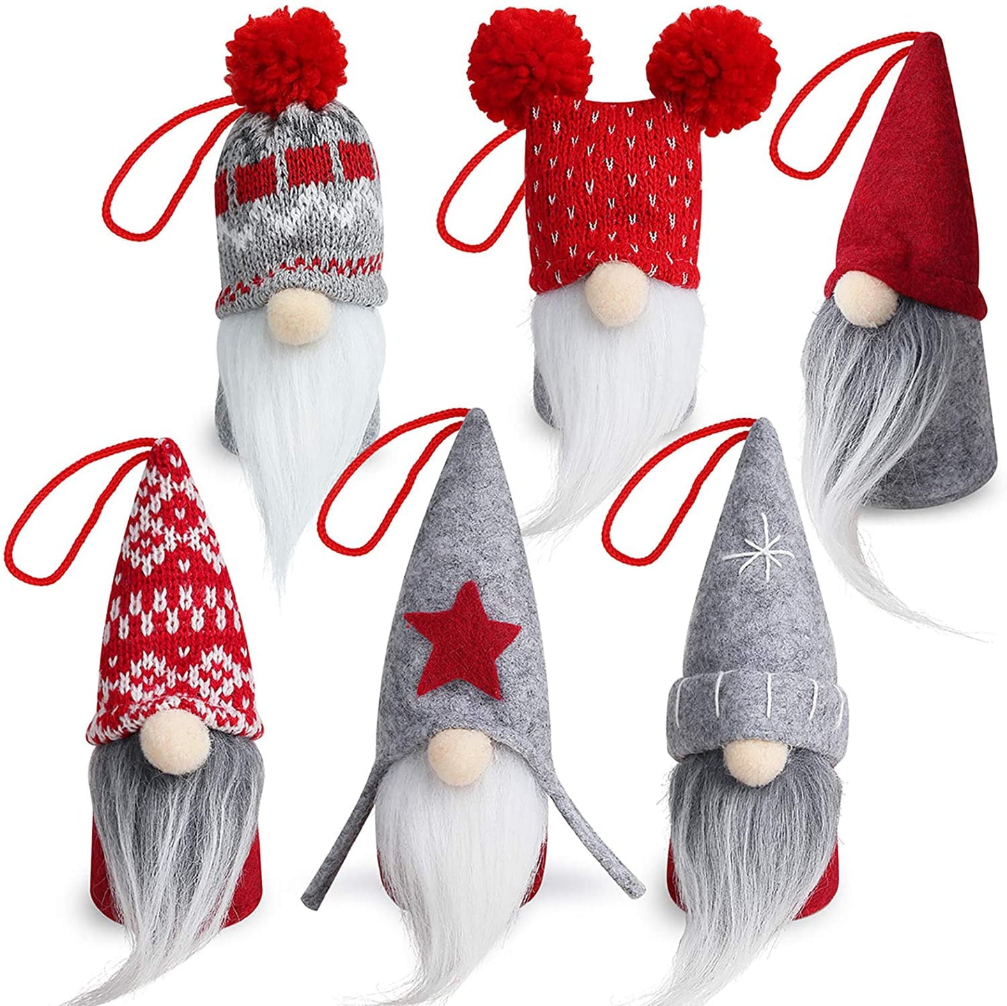 Set of 6 gnome Christmas decorations