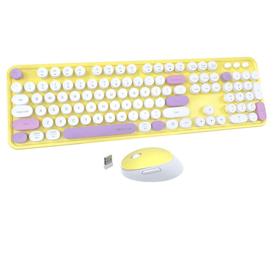 Colorful Wireless Computer Keyboard, (Yellow-Purple)