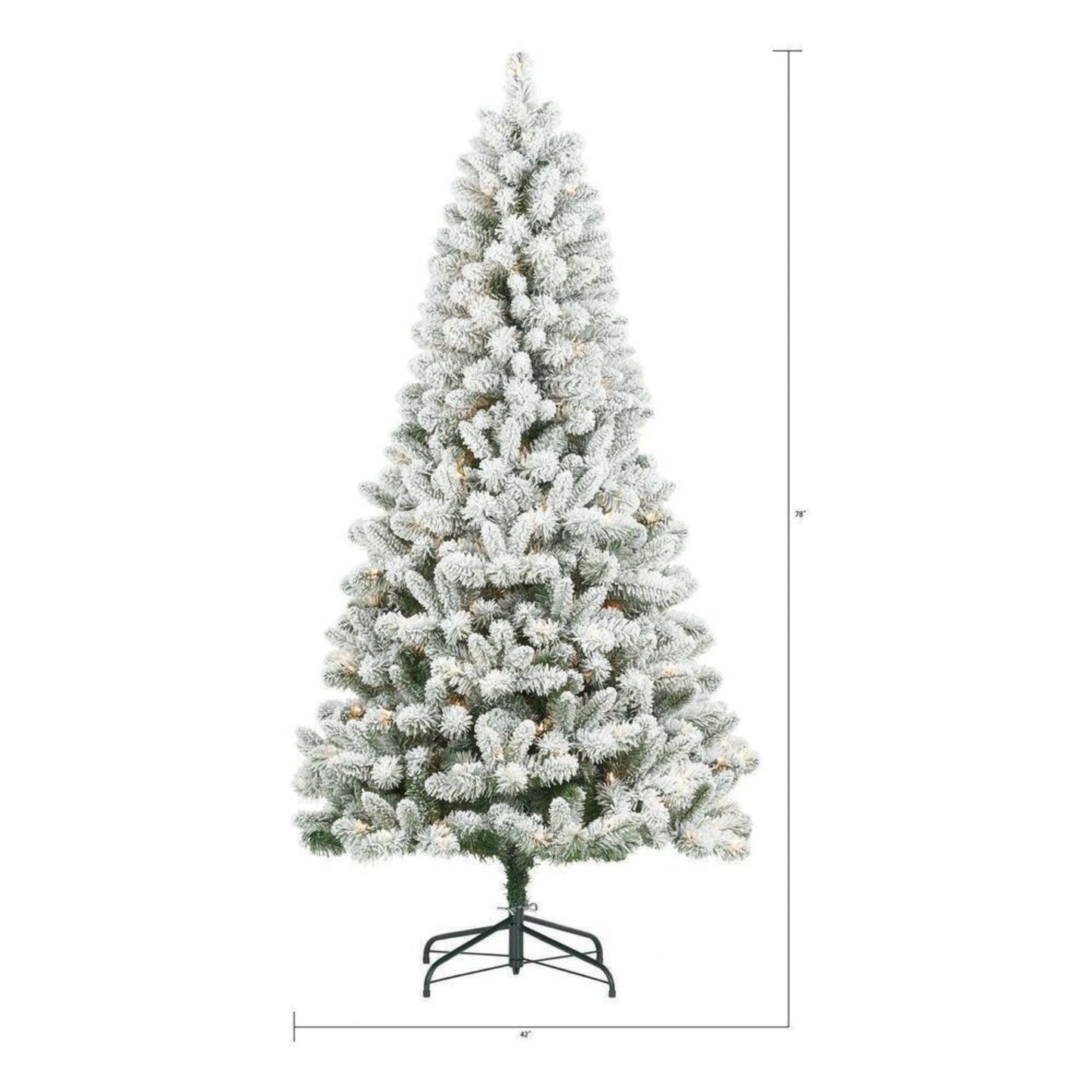 6.5' Pre-Lit Flocked Frisco Pine Christmas Tree, Green