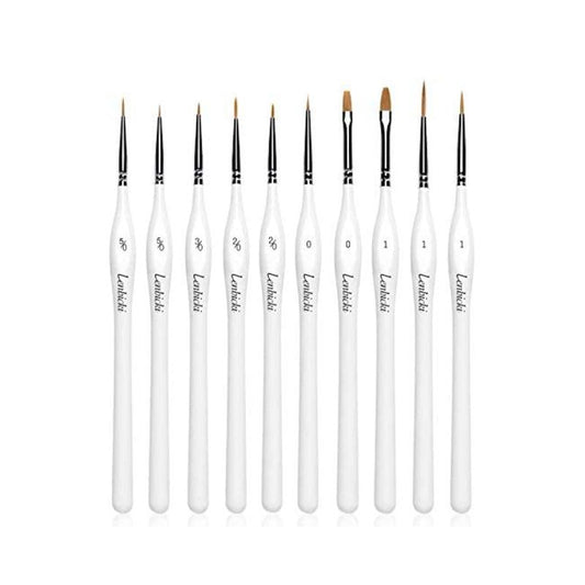 10 Pieces Fine Detail Paint Brush,(White)