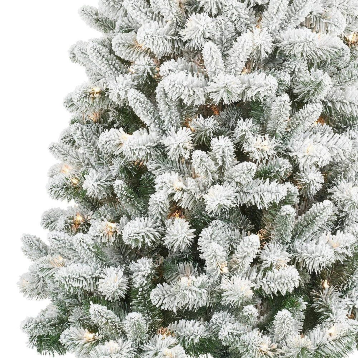 6.5' Pre-Lit Flocked Frisco Pine Christmas Tree, Green