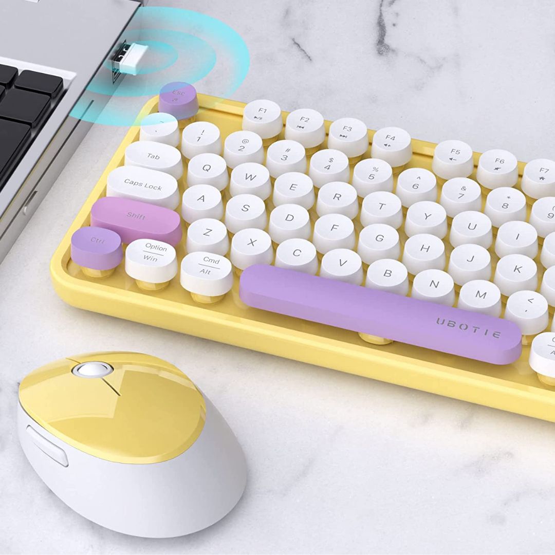 Colorful Wireless Computer Keyboard, (Yellow-Purple)