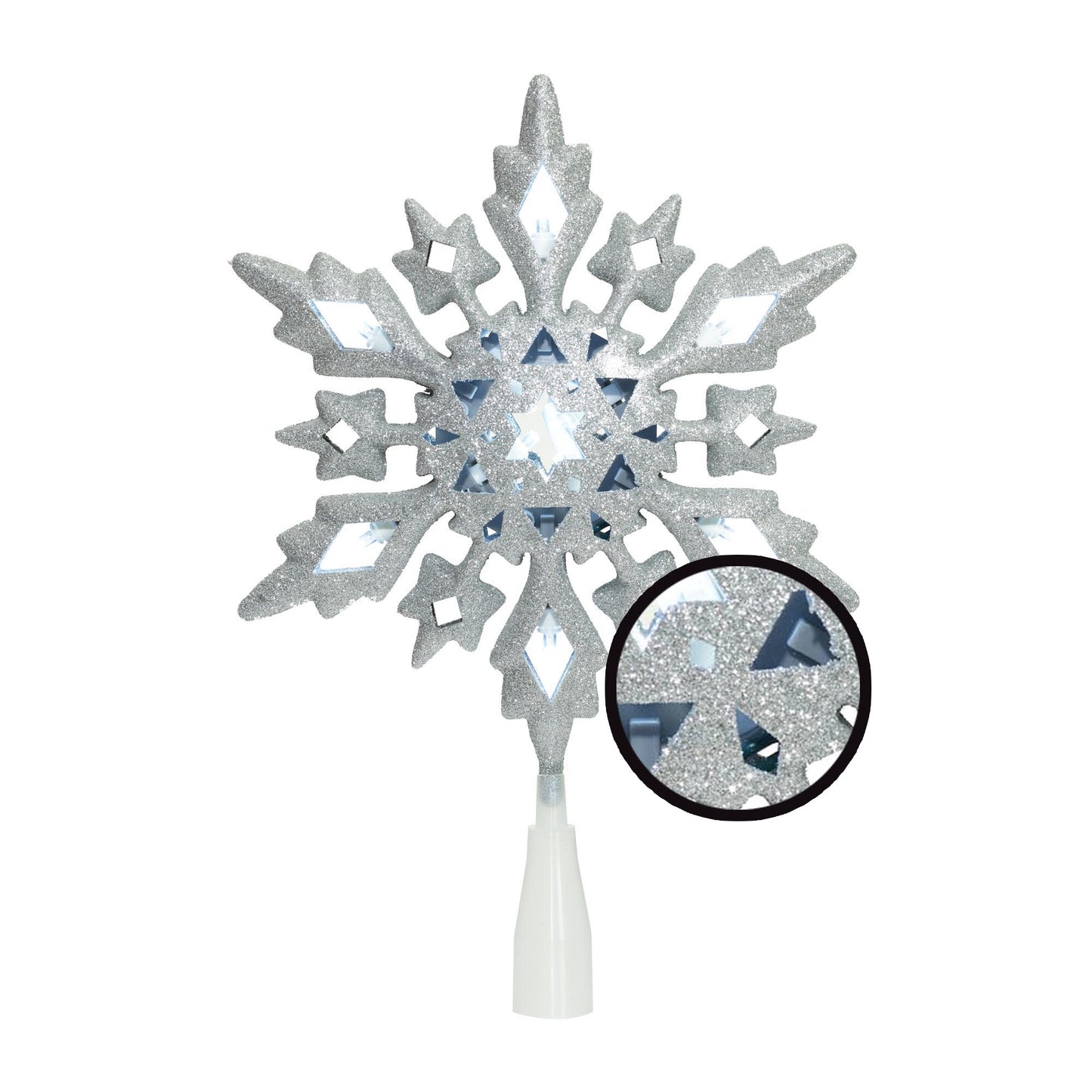 Frosted LED Snowflake Christmas Tree Topper, 10"