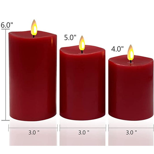 Realistic LED Candles Decoration 3 Pack (Red)