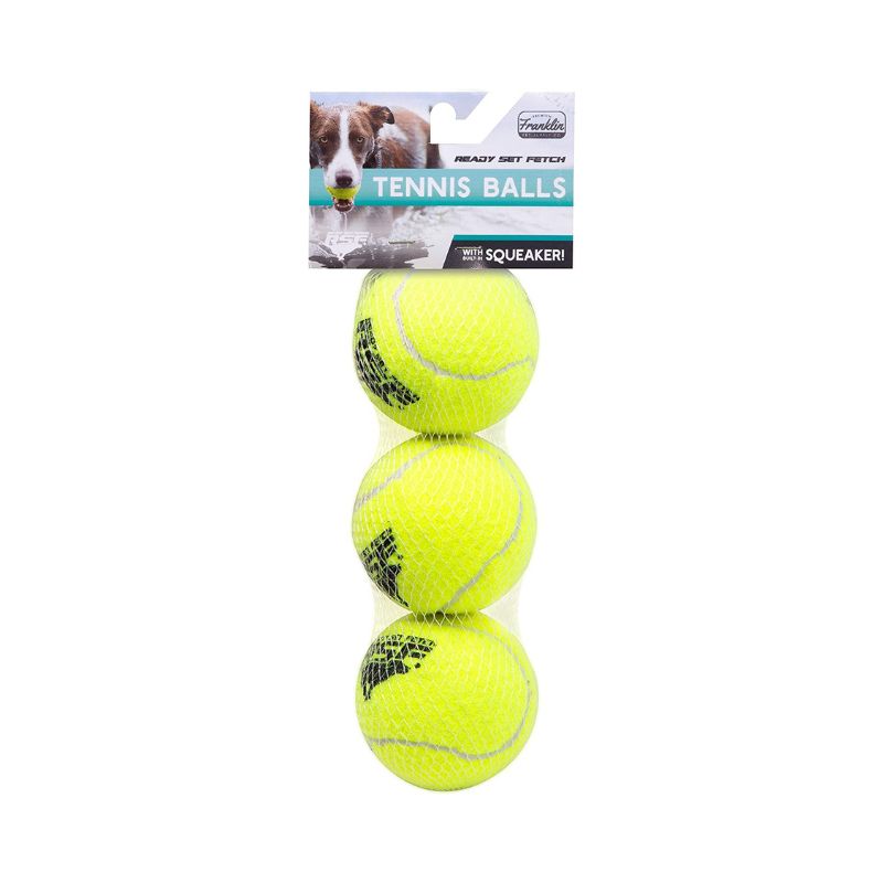 Squeaky pet toy tennis balls - 3 Pack