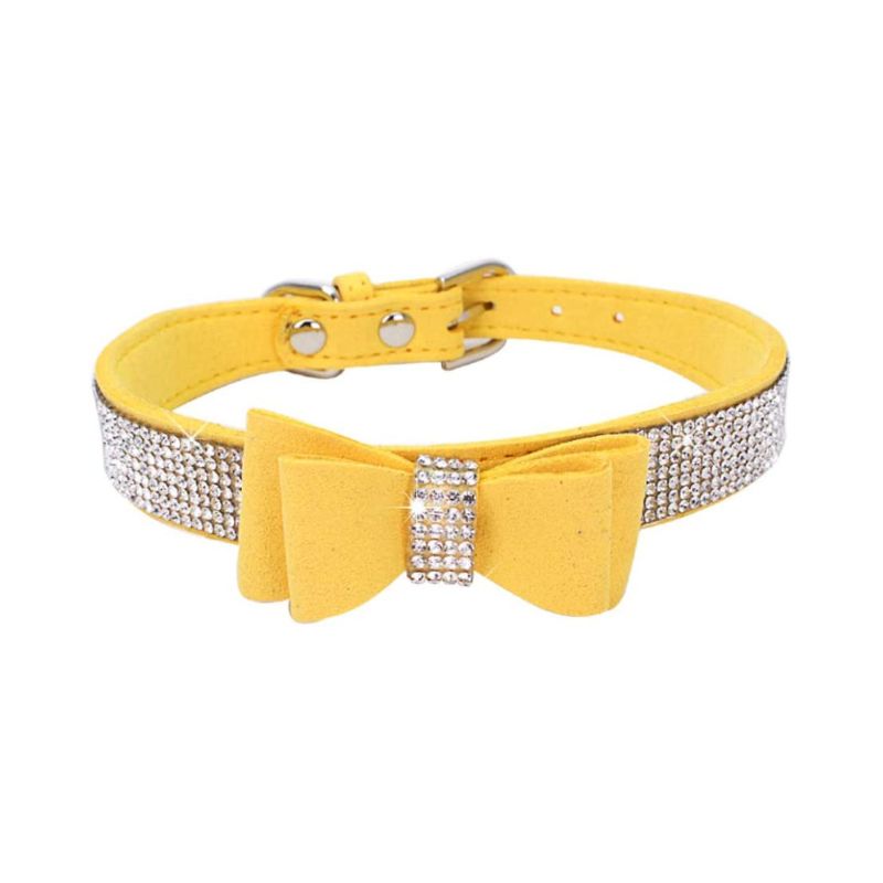 Crystal Dog Collar with Bow, 11-13 inch, Yellow