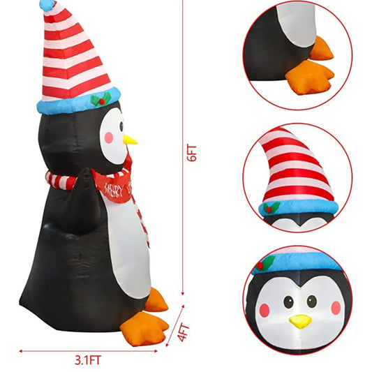 Inflatable Christmas Decorations 6ft Lighted Penguin