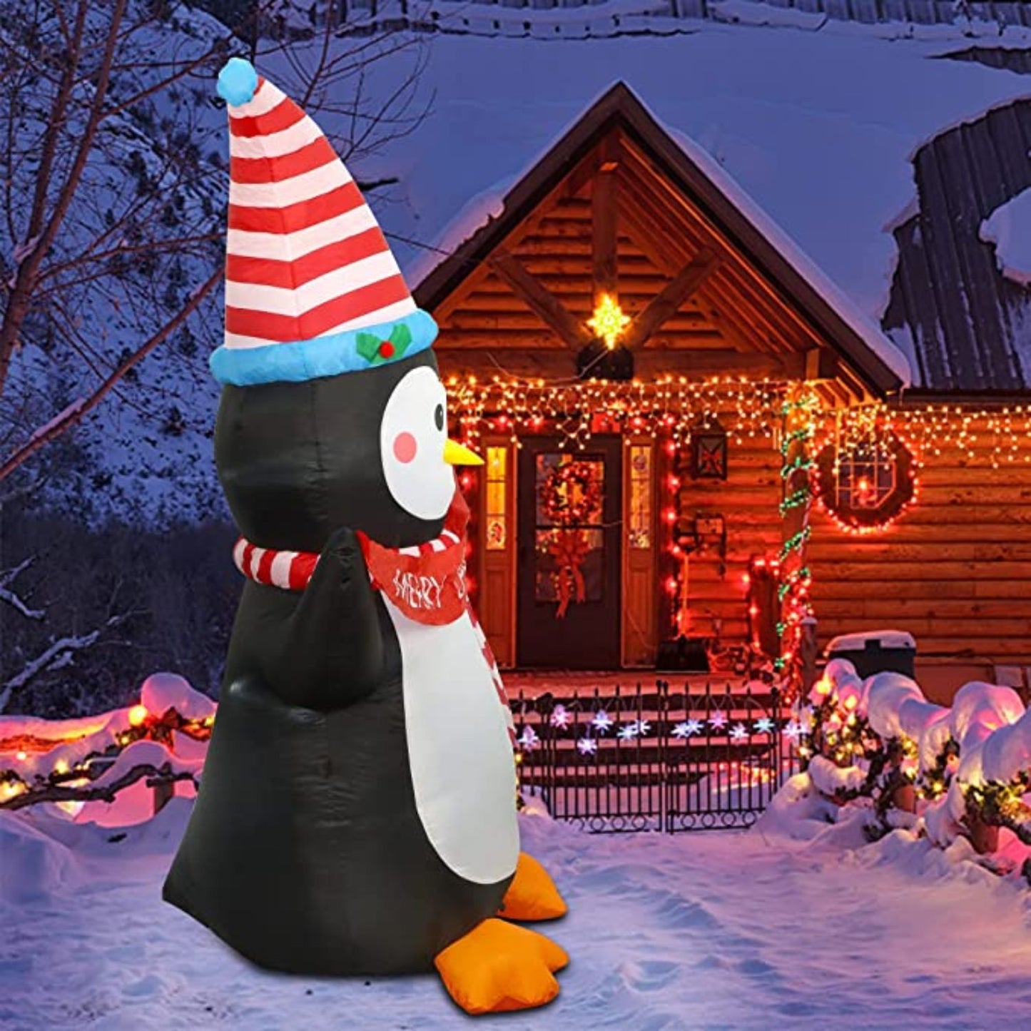 Inflatable Christmas Decorations 6ft Lighted Penguin