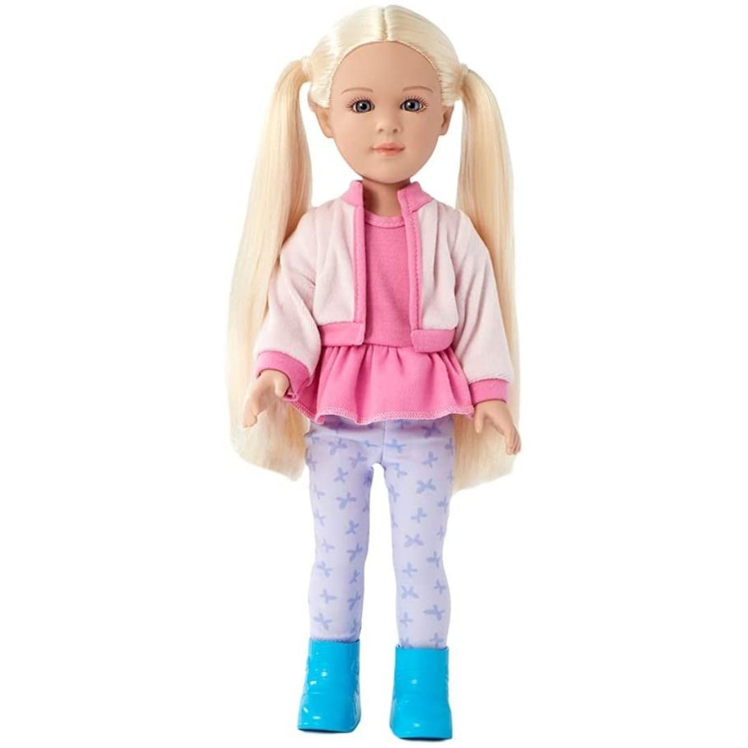 14" doll with light shade of blue eyes, (blonde hair)