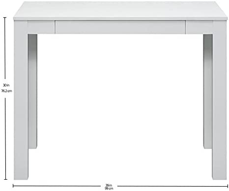 39"D x 19.7"W x 30"H wood desk with drawer color: (white)