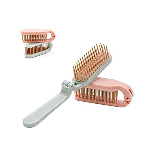 2 Pack Folding Hair Combs, Pocket Size (Blue, Pink)