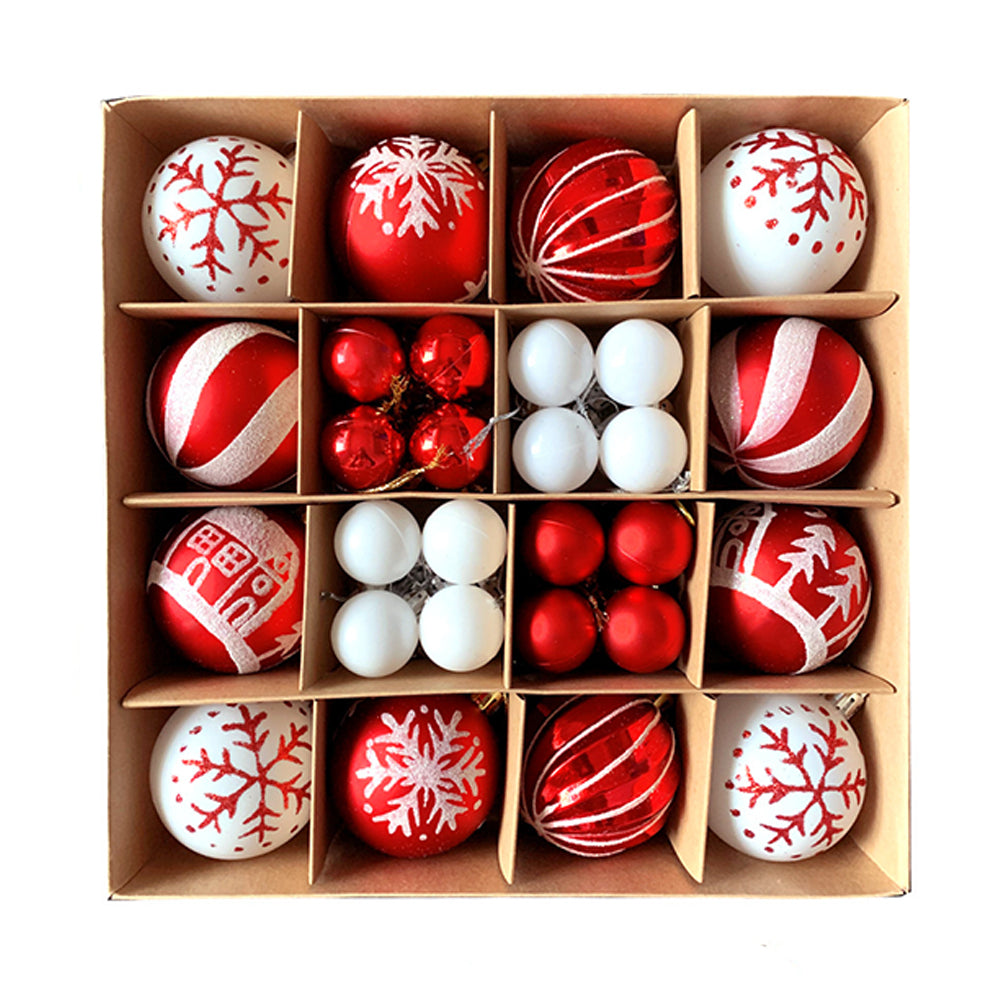 42-piece Christmas bauble set, red and white