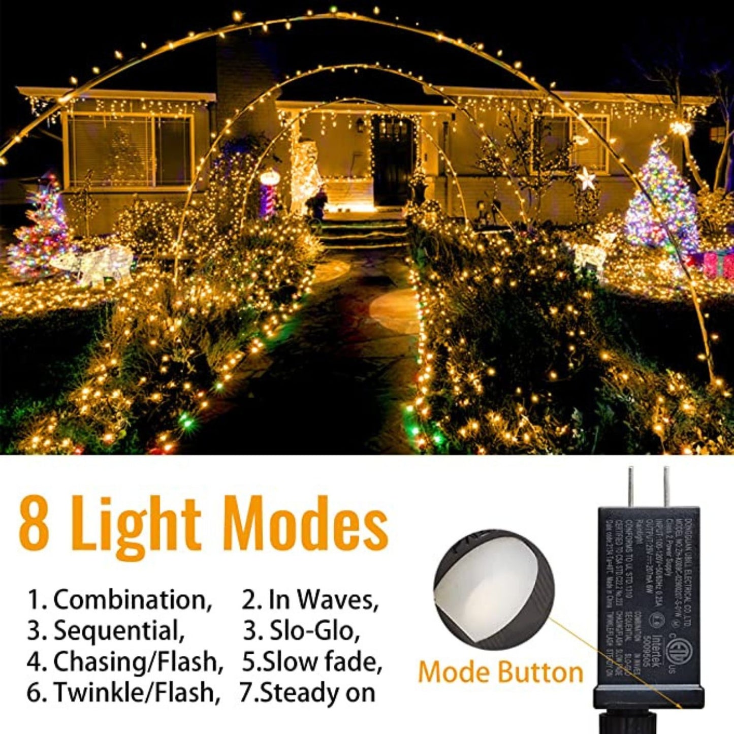 Christmas String Lights Suitable for Outdoor 500 LED 197ft,White