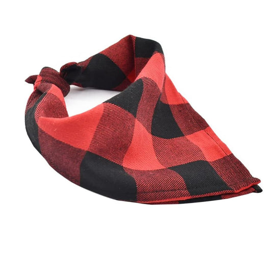 Square cotton bandana for pets, (Red Black) small