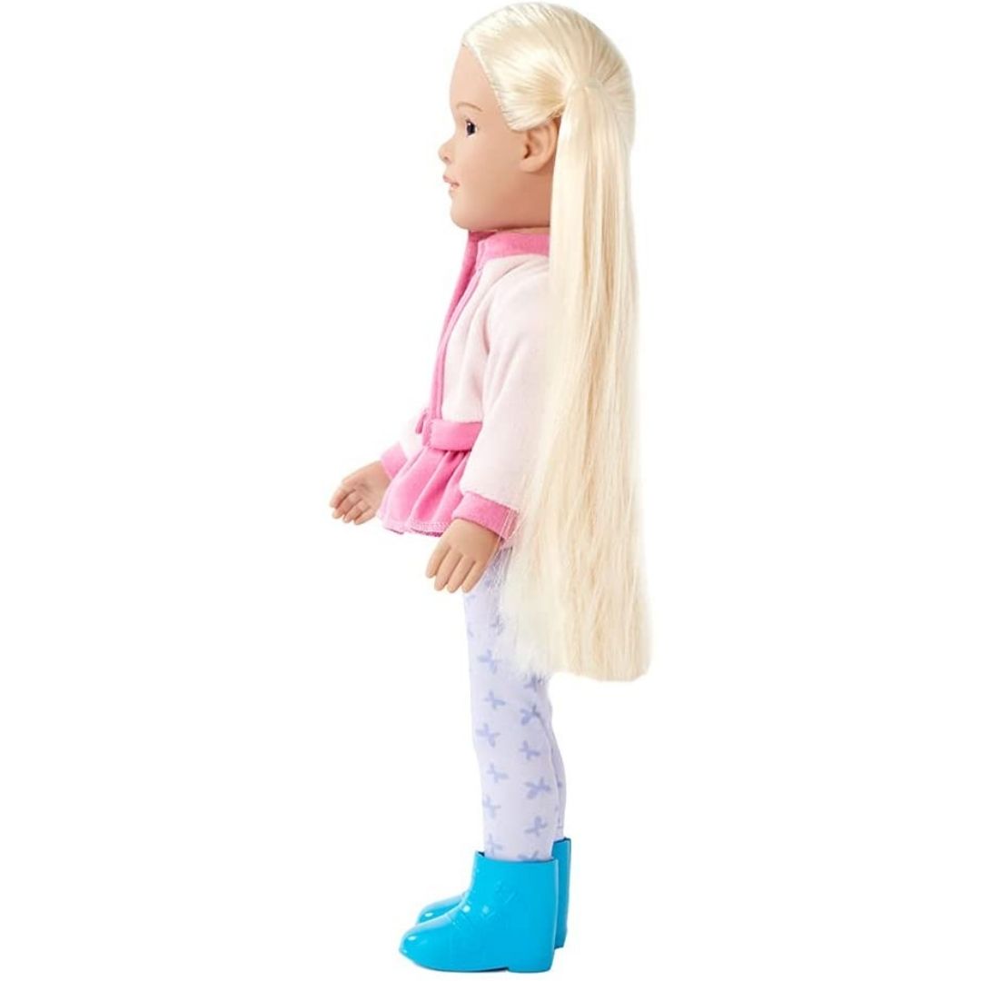 14" doll with light shade of blue eyes, (blonde hair)