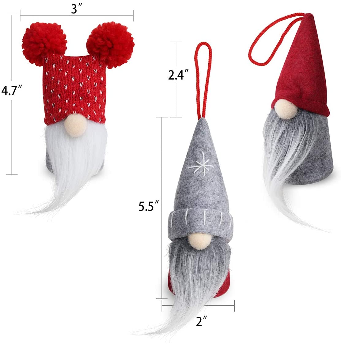 Set of 6 gnome Christmas decorations