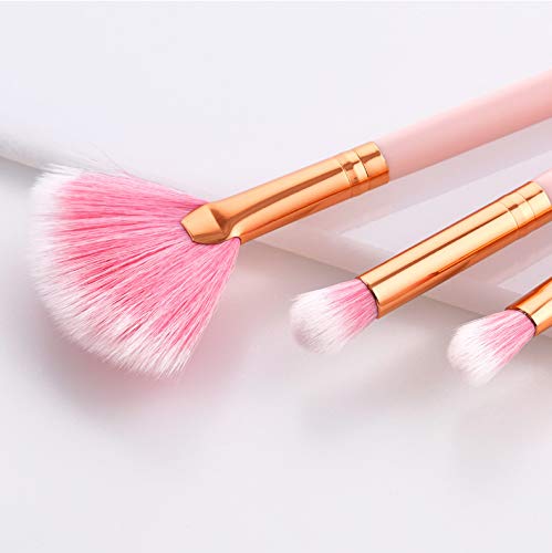 10-piece makeup brush set, pink wood