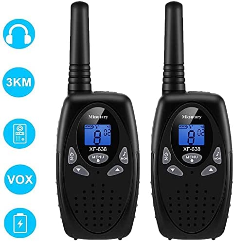 Walkie Talkies, Pack of 4,  22 Channels, Black