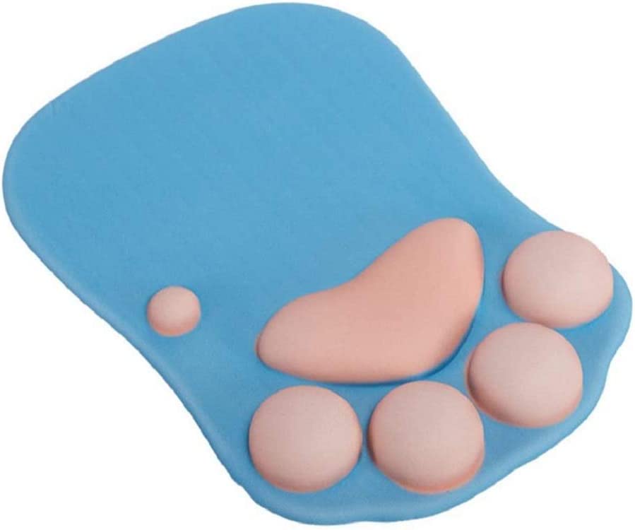 Cat Paw Pattern Mouse Pad (10.7 x 7.8 x 0.9 inches) (Light Blue)