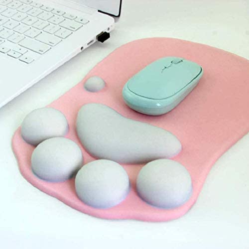 Cat Paw Pattern Mouse Pad (10.7 x 7.8 x 0.9 inches) (Pink)