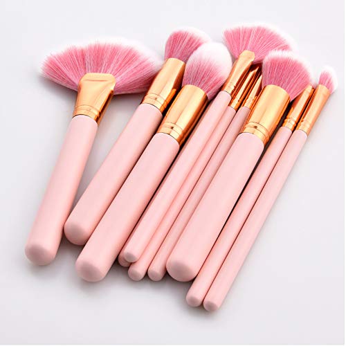 10-piece makeup brush set, pink wood