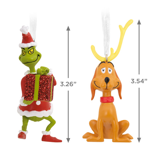 ornaments (grinch and max), set of 2