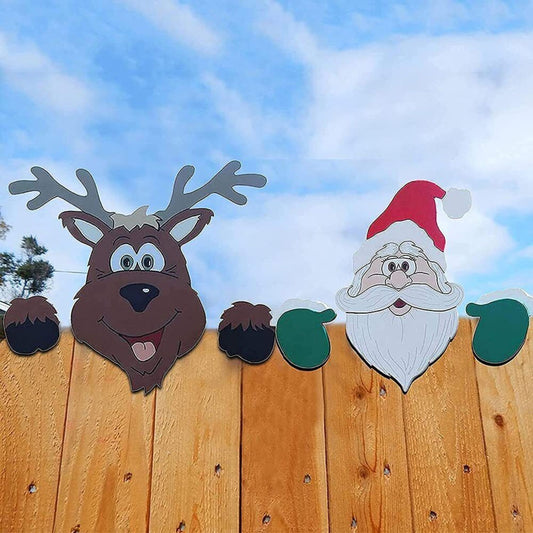 2 Pieces Christmas Fence Decoration Santa Claus