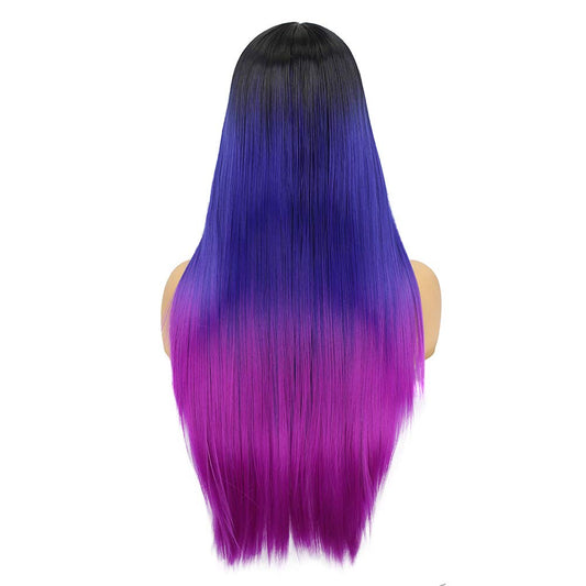 Rainbow Wigs Black to Blue to Purple