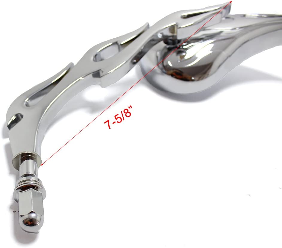 Chrome Flame Teardrop Motorcycle Mirrors,Length 5-1/8;Width 2-1/2