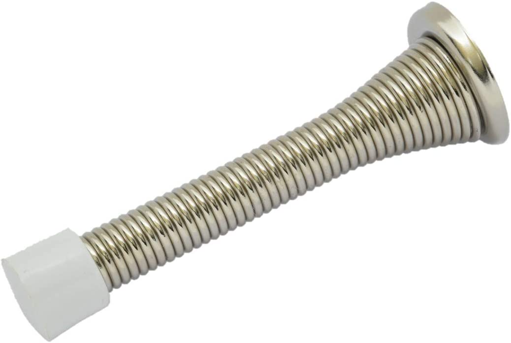 3-1/8" Flexible Spring Door Stops - 3 Pack (Brushed Nickel)