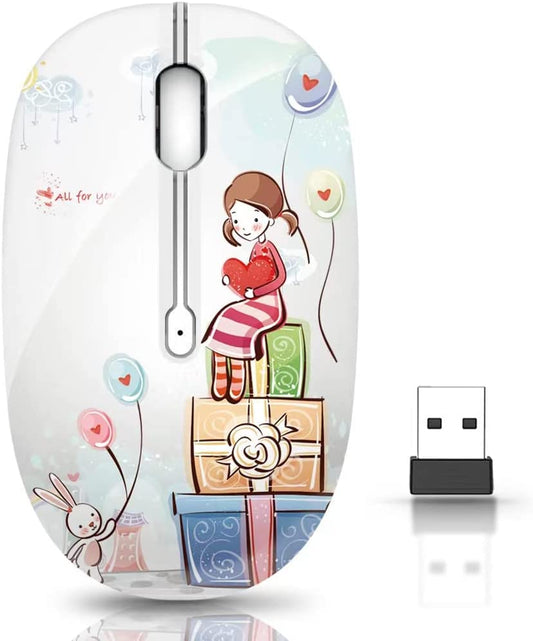 Wireless Mouse with Nano Receiver for PC, Style: Girl