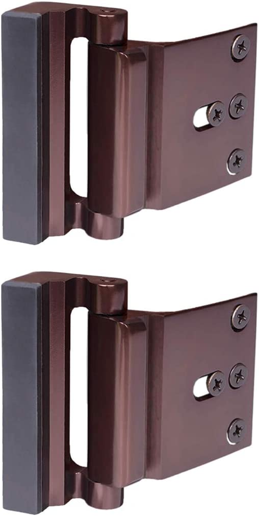 2 Pack Door Reinforcement Locks with 8 Screws (brown)