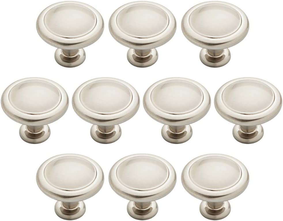 Round Cabinet Knobs, 1-1/4" (32mm), Pack of 10, Satin Nickel