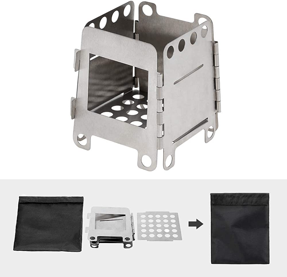 Portable and folding stainless steel stove, (Titanium)