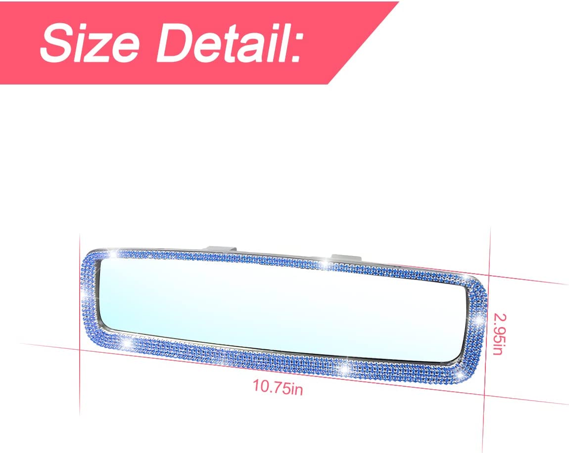 Shiny Rhinestone Car Interior Rearview Mirror, Color: Blue