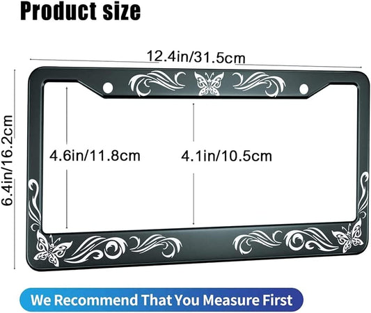 Butterflies and Swirls License Plate Frame, 2 Pieces, color Black