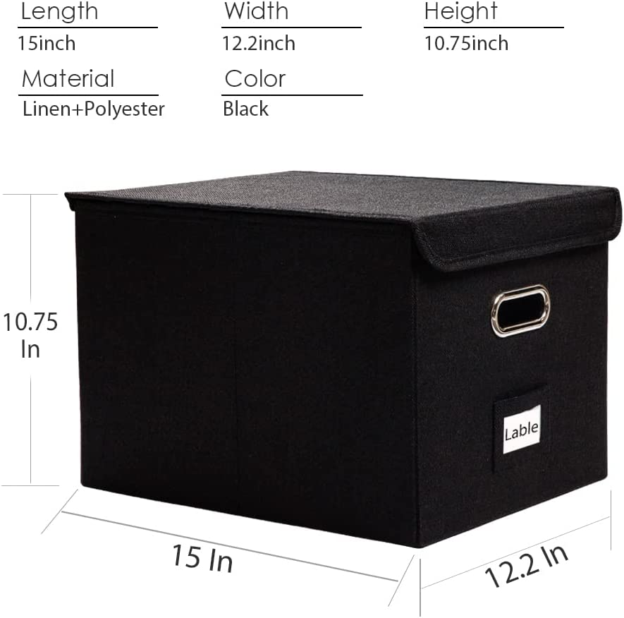 Set of 2 File Organizer Box, Color (Black)