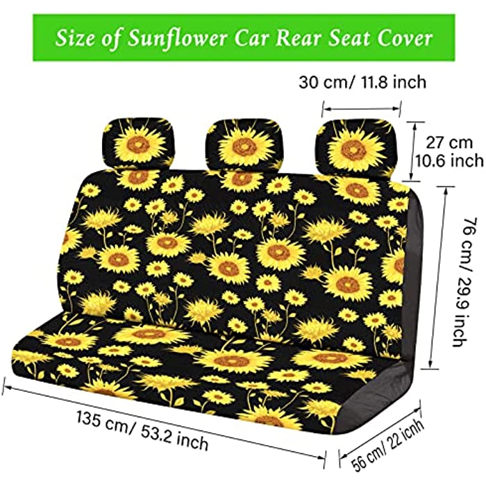 9 Piece Sunflower Car Accessories Set Color: Black