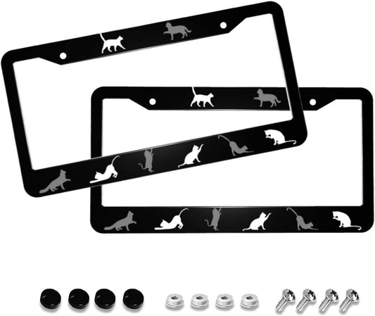 Black Cat License Plate Frame - 2 Pack 6" x 12"