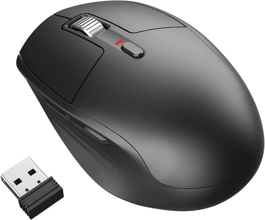 Slim and Silent Wireless Mouse with USB Receiver, (Color: Black)