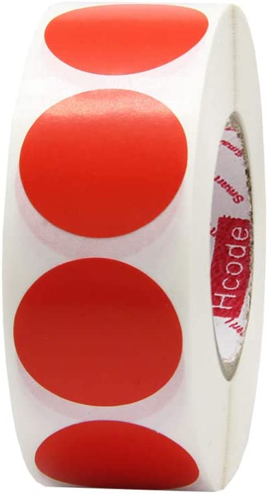 1" Round Adhesive Label, 1000 pcs (Red)