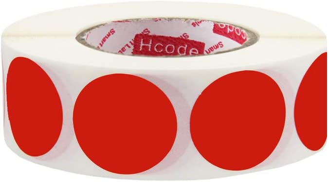 1" Round Adhesive Label, 1000 pcs (Red)