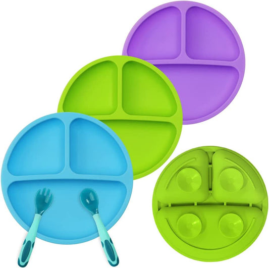 Baby Plates, Pack of 3, Colour: Blue, Green & Purple