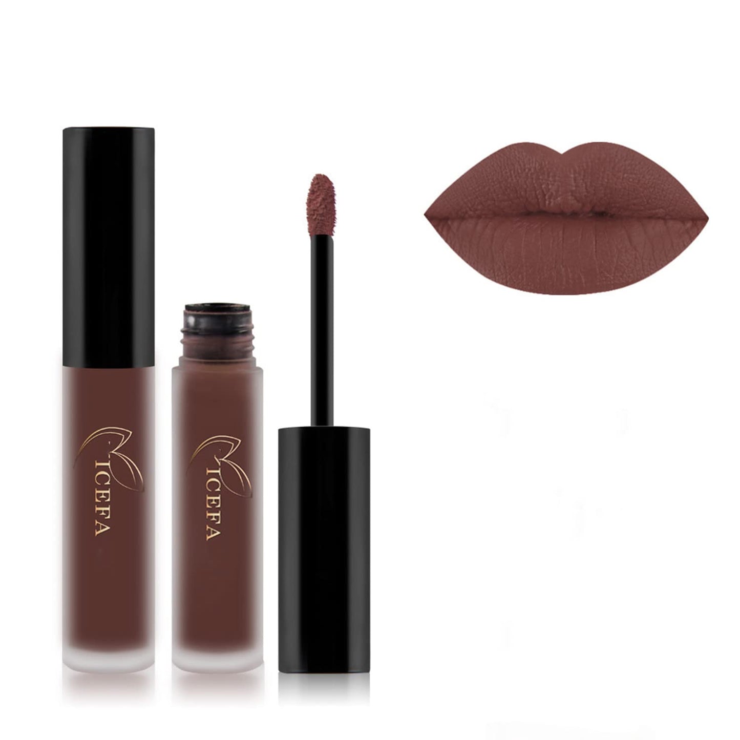 Set of 2 matte lipsticks and lip liners (Brown)