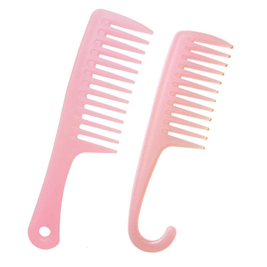 2 pieces and wide tooth detangling comb (Pink)